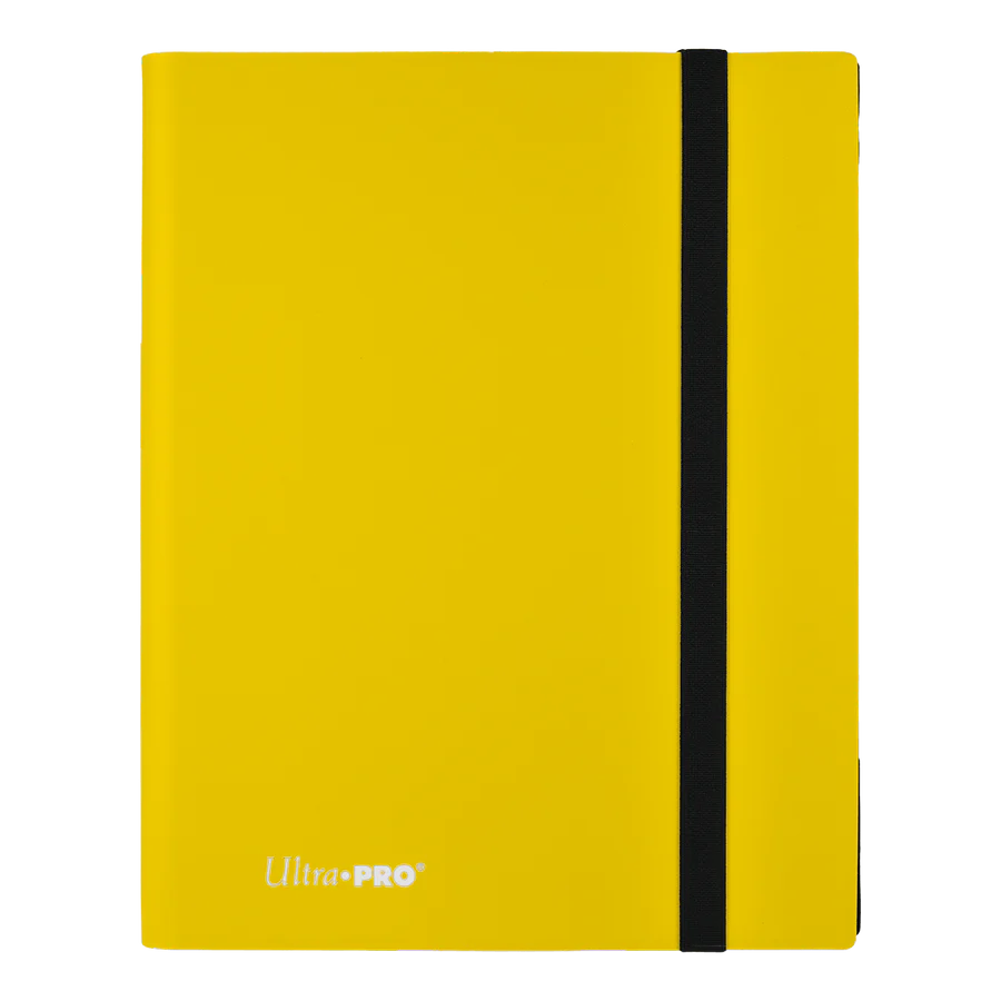 Binder Ultra Pro 9 bolsillos amarillo para colección TCG.