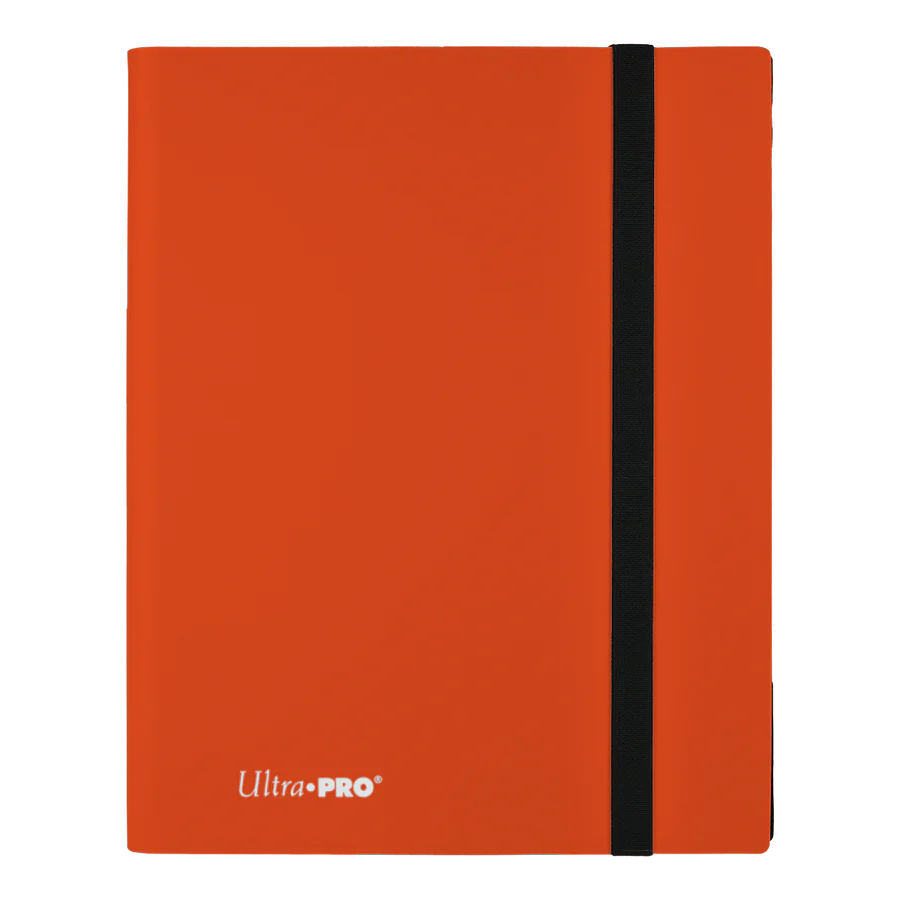 Binder Ultra Pro 9 bolsillos naranja para colección TCG.